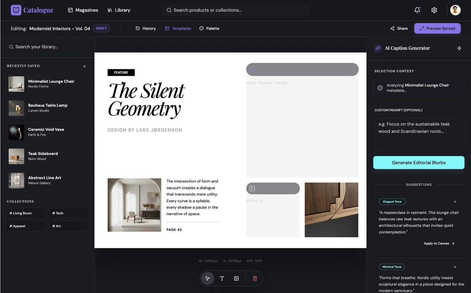 Catalogue &mdash; Editorial canvas
