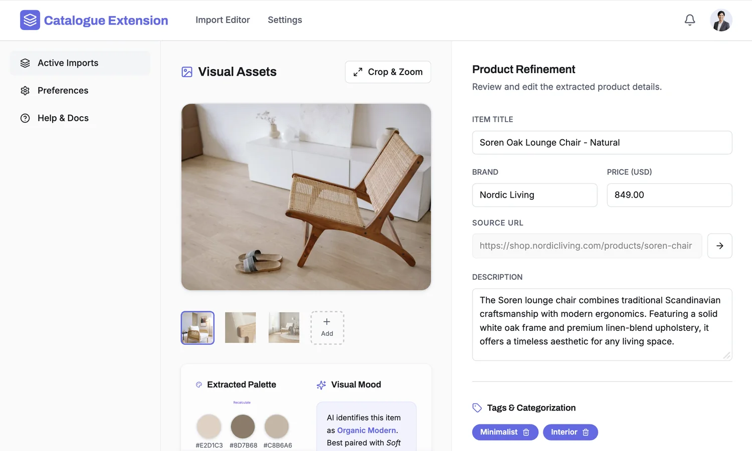 Catalogue &mdash; Import editor