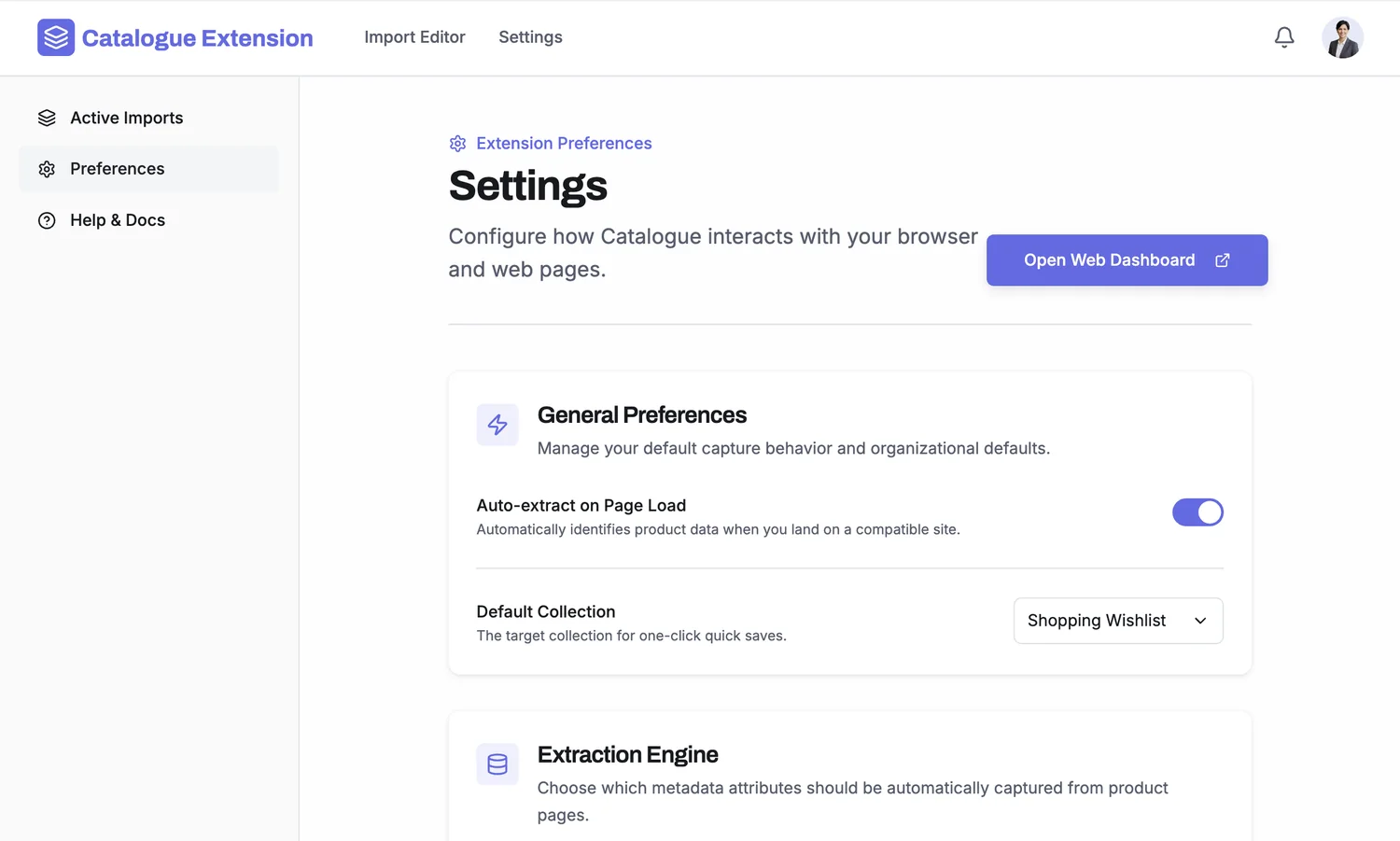 Catalogue &mdash; Extension preferences