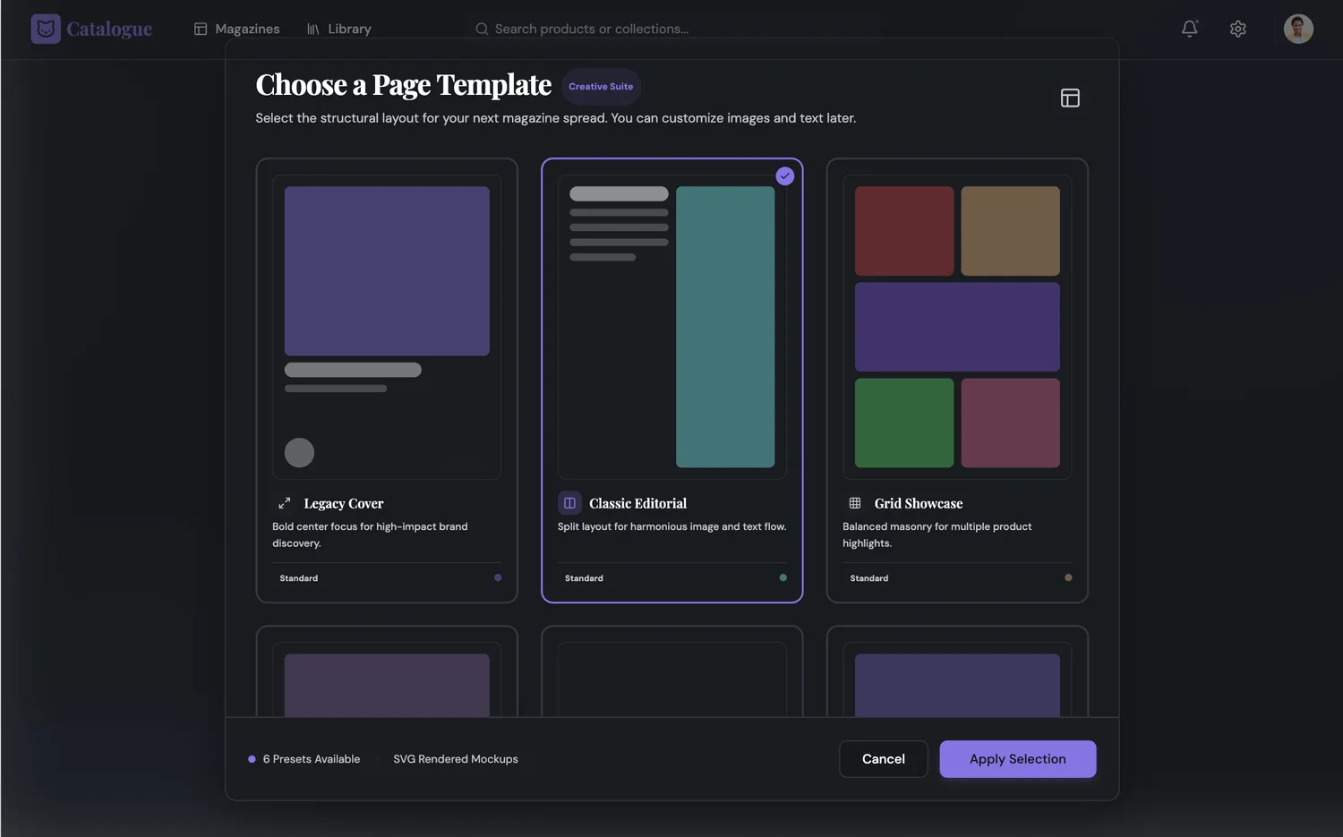 Catalogue &mdash; Page templates